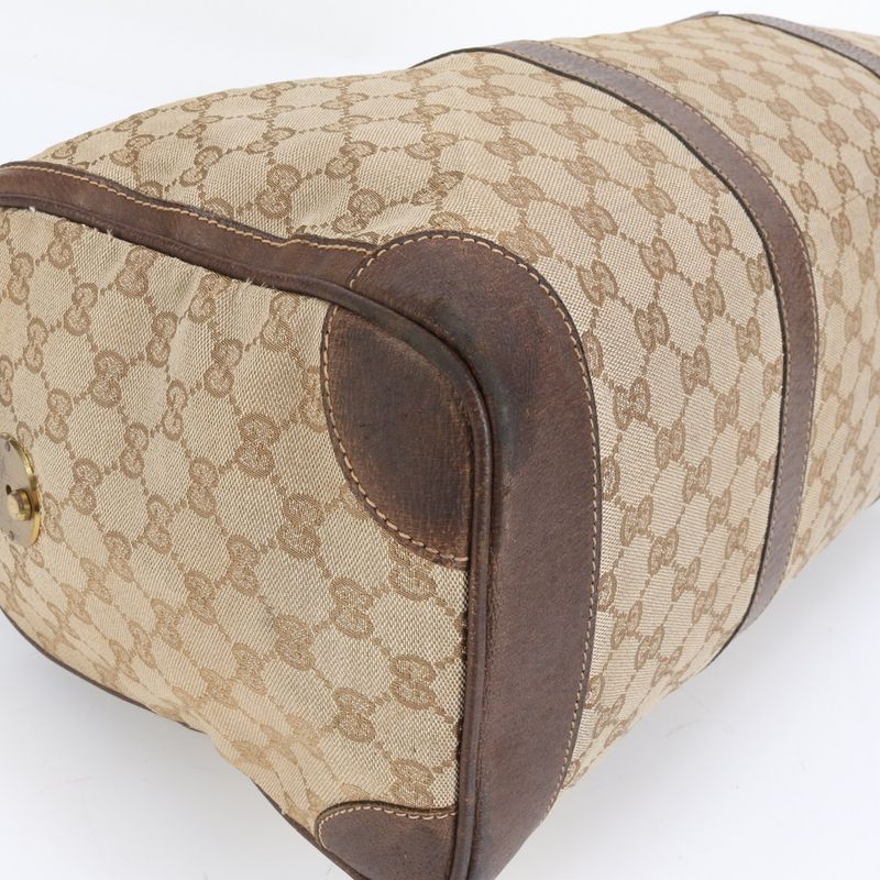 Vintage Old Gucci GG Canvas Leather Boston Bag Business Travel Tote Business