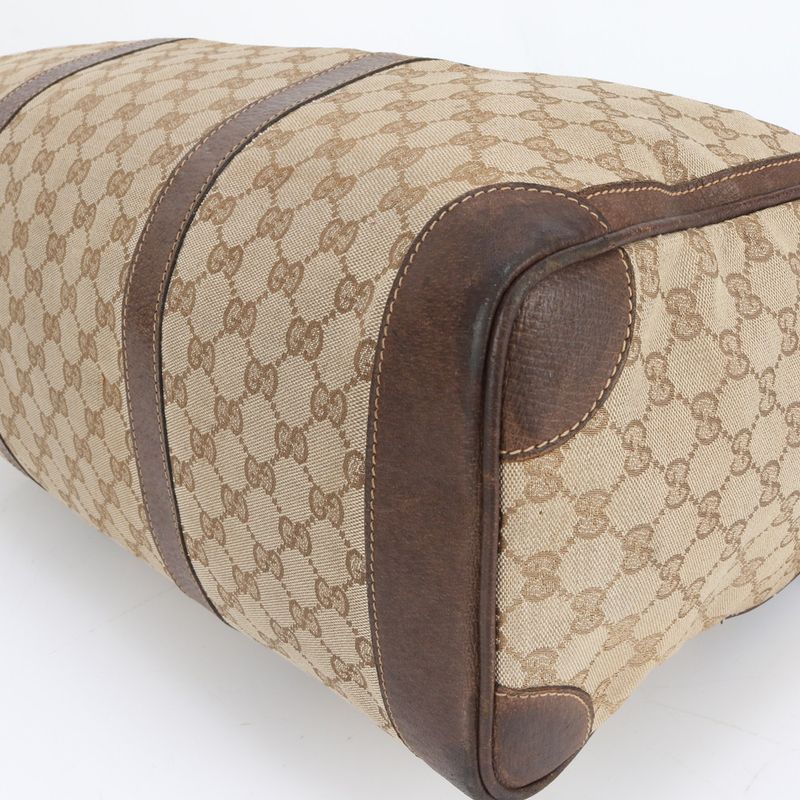 Vintage Old Gucci GG Canvas Leather Boston Bag Business Travel Tote Business