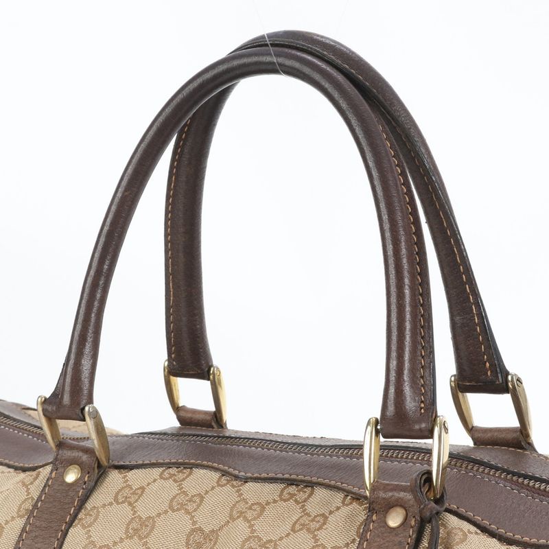 Vintage Old Gucci GG Canvas Leather Boston Bag Business Travel Tote Business