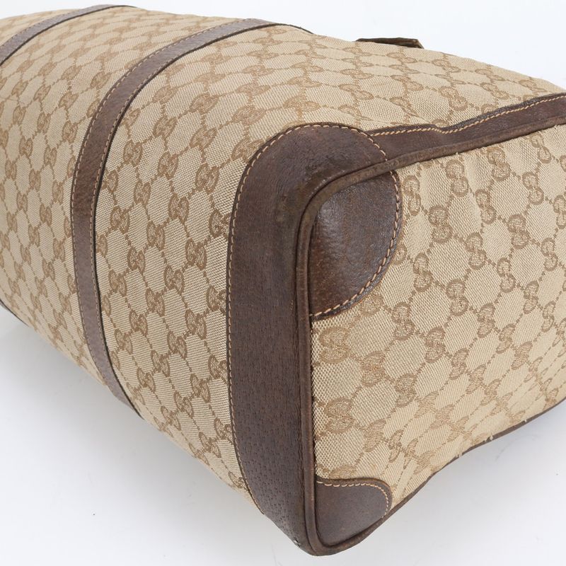 Vintage Old Gucci GG Canvas Leather Boston Bag Business Travel Tote Business