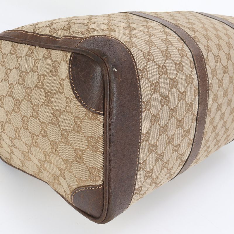 Vintage Old Gucci GG Canvas Leather Boston Bag Business Travel Tote Business