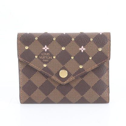 Louis Vuitton Damier Portefeuille Victorine Studded N60477 Leather Fold Wallet