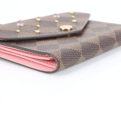 Louis Vuitton Damier Portefeuille Victorine Studded N60477 Leather Fold Wallet