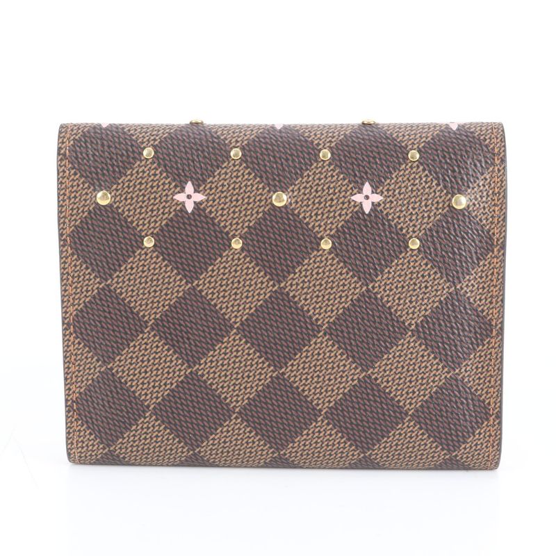 Louis Vuitton Damier Portefeuille Victorine Studded N60477 Leather Fold Wallet