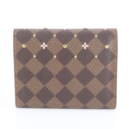 Louis Vuitton Damier Portefeuille Victorine Studded N60477 Leather Fold Wallet