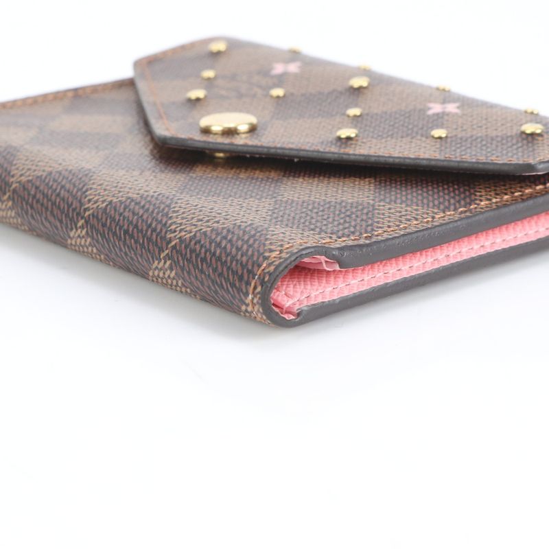 Louis Vuitton Damier Portefeuille Victorine Studded N60477 Leather Fold Wallet