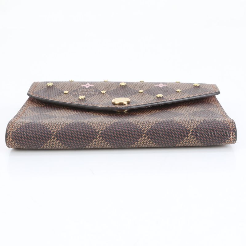 Louis Vuitton Damier Portefeuille Victorine Studded N60477 Leather Fold Wallet
