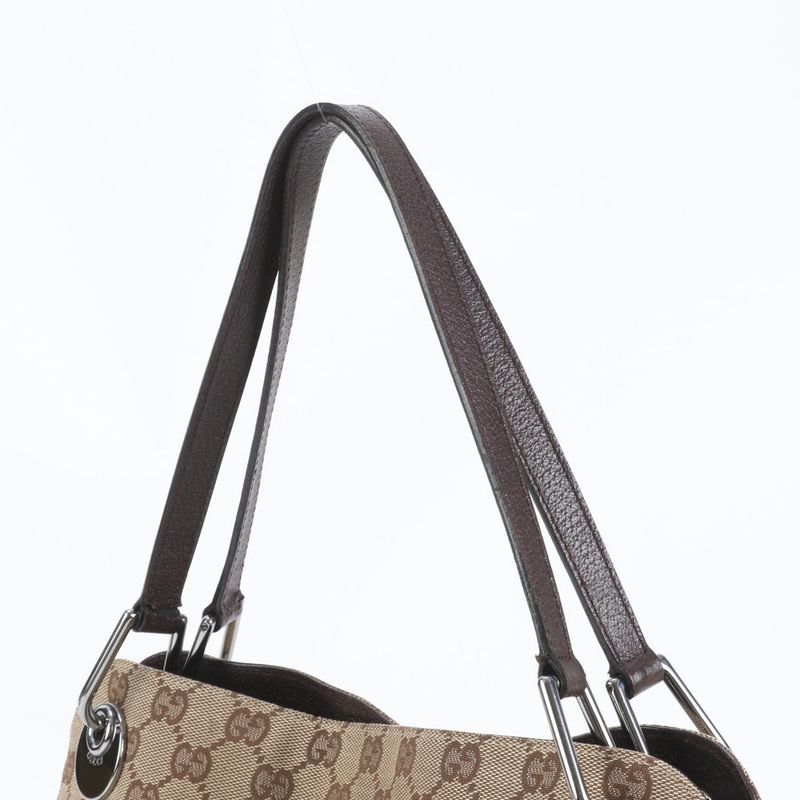 Gucci GG Canvas Eclipse Leather Tote Bag Shoulder 121023 Brown Women's CEE