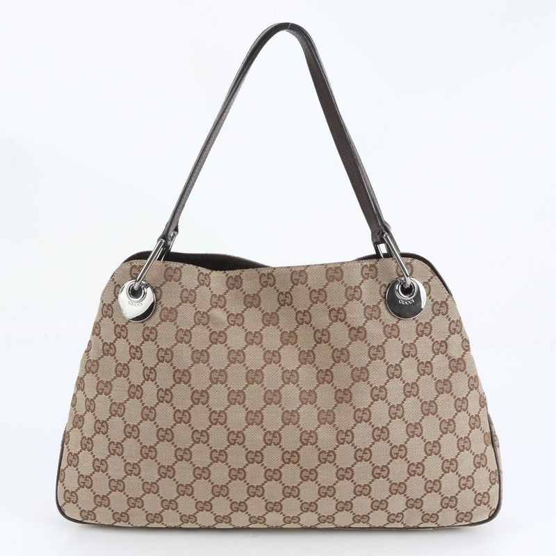 Gucci GG Canvas Eclipse Leather Tote Bag Shoulder 121023 Brown Women's CEE