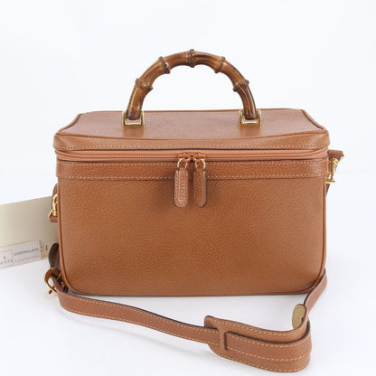 Vintage Gucci Bamboo Vanity Leather 2WAY Shoulder Bag Crossbody 013 122 2491