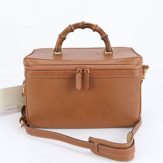 Vintage Gucci Bamboo Vanity Leather 2WAY Shoulder Bag Crossbody 013 122 2491