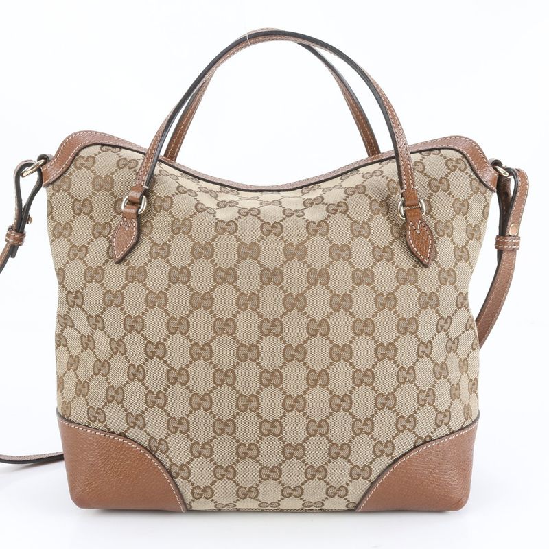 Gucci GG Canvas Bree 353120 Leather 2WAY Shoulder Bag Crossbody Hand Tote A4