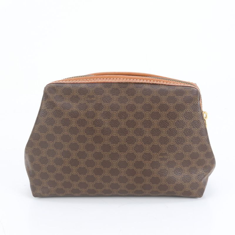 Vintage Celine Macadam Triomphe Leather Clutch Bag Hand Second Pouch Women's