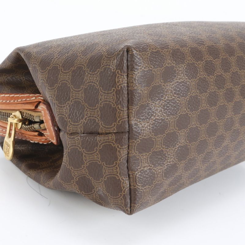 Vintage Celine Macadam Triomphe Leather Clutch Bag Hand Second Pouch Women's