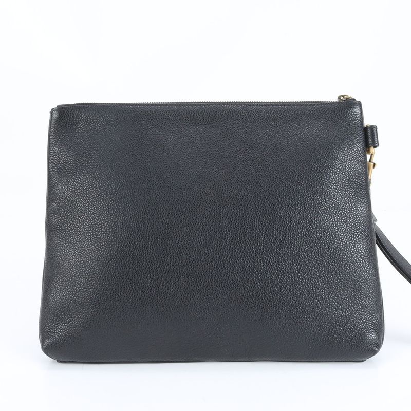 Gucci Logo Leather Second Bag Clutch Pouch 572770 Black Commuter Business A4