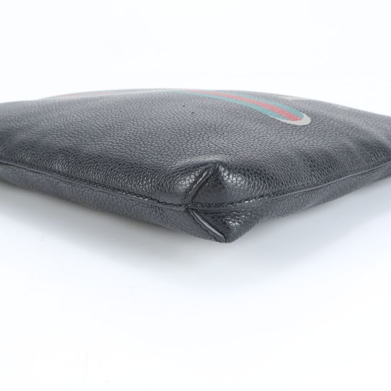 Gucci Logo Leather Second Bag Clutch Pouch 572770 Black Commuter Business A4