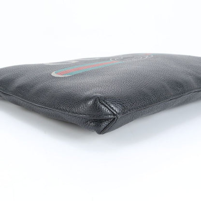 Gucci Logo Leather Second Bag Clutch Pouch 572770 Black Commuter Business A4