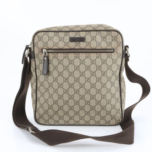 Gucci GG Supreme Leather Shoulder Bag Crossbody Messenger 201448 Brown Fashionab