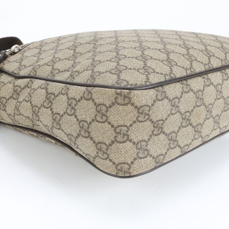 Gucci GG Supreme Leather Shoulder Bag Crossbody Messenger 201448 Brown Fashionab