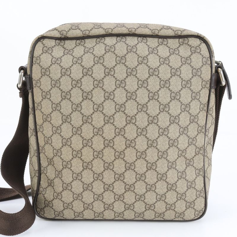 Gucci GG Supreme Leather Shoulder Bag Crossbody Messenger 201448 Brown Fashionab