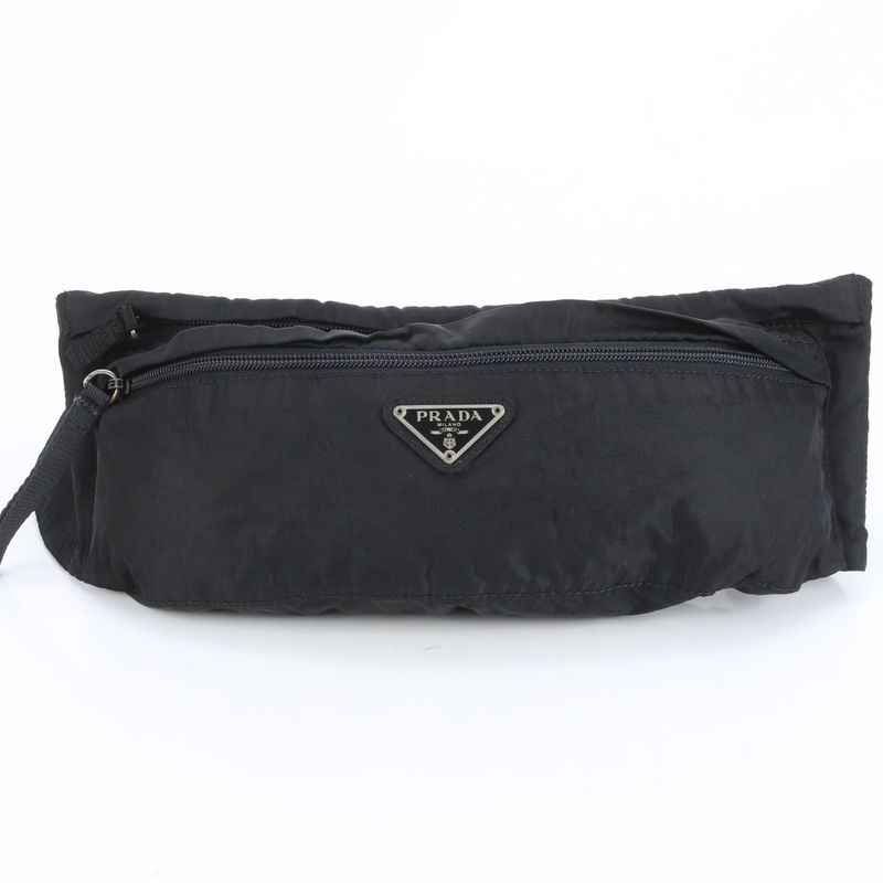 Prada Tessuto Nylon Triangle Logo 2WAY Body Bag Crossbody Body Waist Pouch Men