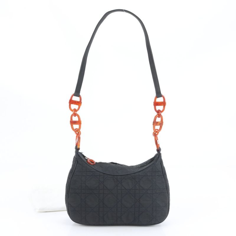 Christian Dior Cannage Chain Shoulder Bag Shoulder One Shoulder Black Women's