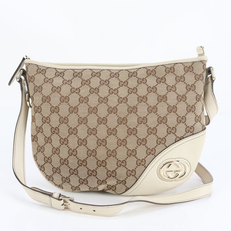 Gucci GG Canvas New Brit 169998 Leather Shoulder Bag Crossbody Women CEE Db18-5