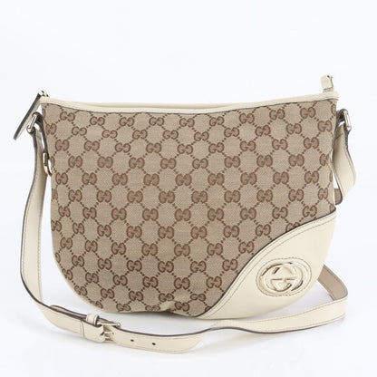 Gucci GG Canvas New Brit 169998 Leather Shoulder Bag Crossbody Women CEE Db18-5