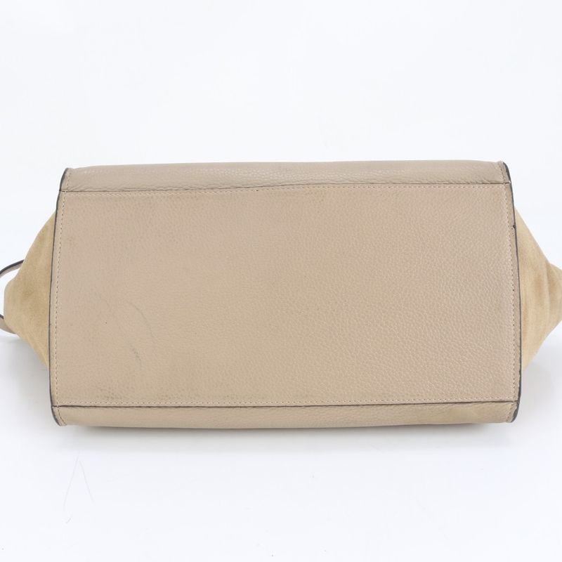 Celine Trapeze Small Leather 2WAY Shoulder Bag Shoulder Tote Hand Silver