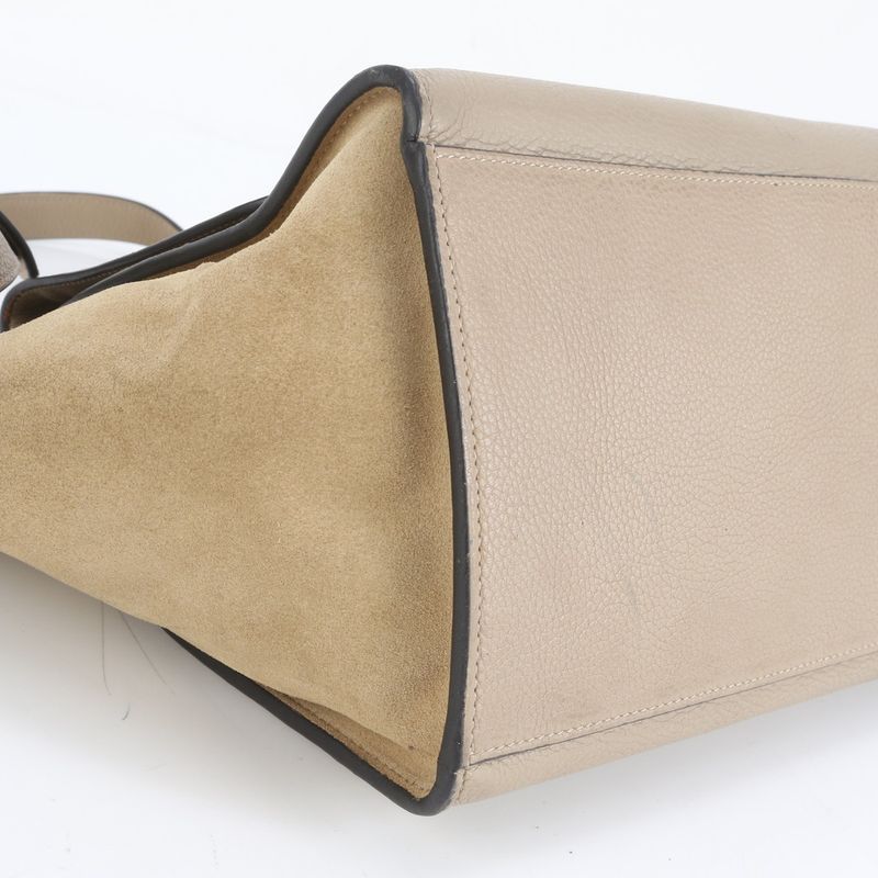 Celine Trapeze Small Leather 2WAY Shoulder Bag Shoulder Tote Hand Silver