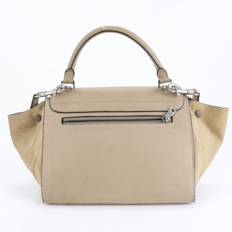 Celine Trapeze Small Leather 2WAY Shoulder Bag Shoulder Tote Hand Silver