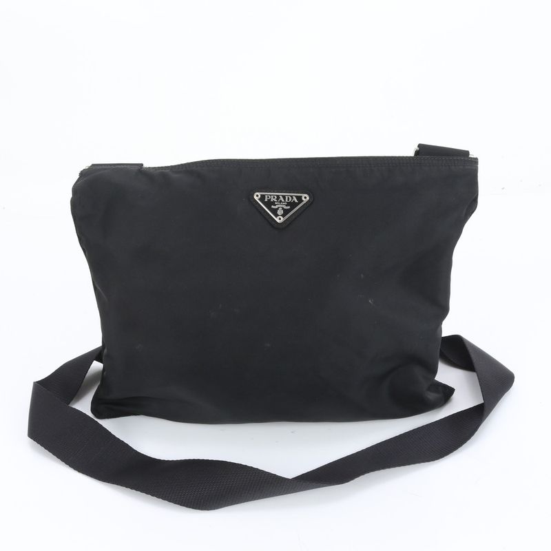 Prada Tessuto Nylon Triangle Logo Leather Shoulder Bag Crossbody Messenger Men