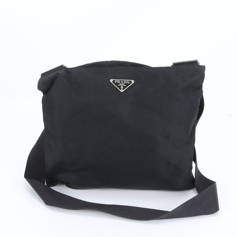 Prada Tessuto Nylon Triangle Logo Leather Shoulder Bag Crossbody Messenger Men