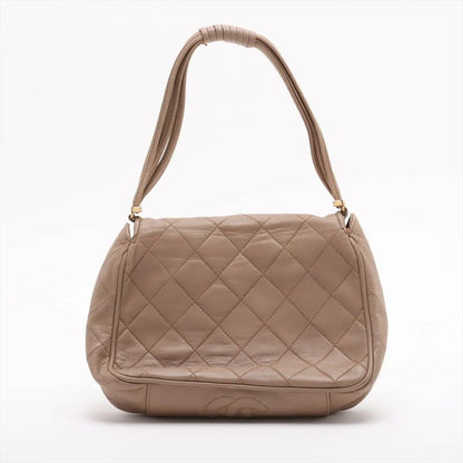 Chanel With Serial Seal Matelasse Lambskin Leather Tote Bag Shoulder Beige