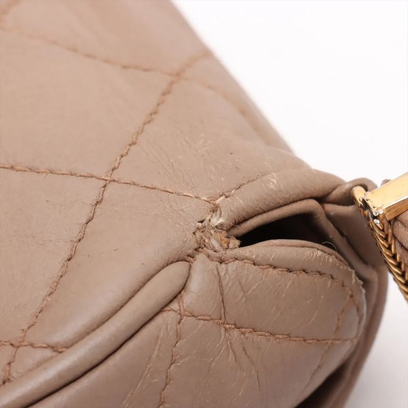 Chanel With Serial Seal Matelasse Lambskin Leather Tote Bag Shoulder Beige