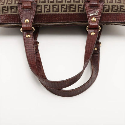 Fendi Zucchino Leather Tote Bag Shoulder Brown Women's EEE Db54-8