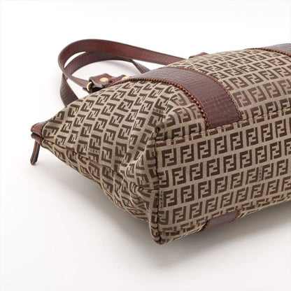 Fendi Zucchino Leather Tote Bag Shoulder Brown Women's EEE Db54-8