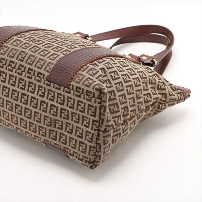 Fendi Zucchino Leather Tote Bag Shoulder Brown Women's EEE Db54-8