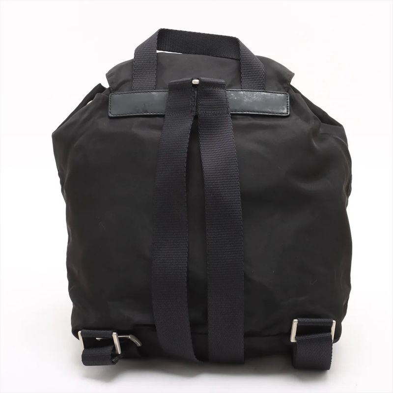 Prada Tessuto Nylon Triangle Logo Leather Backpack Sac Backpack Women EEE Db54-9