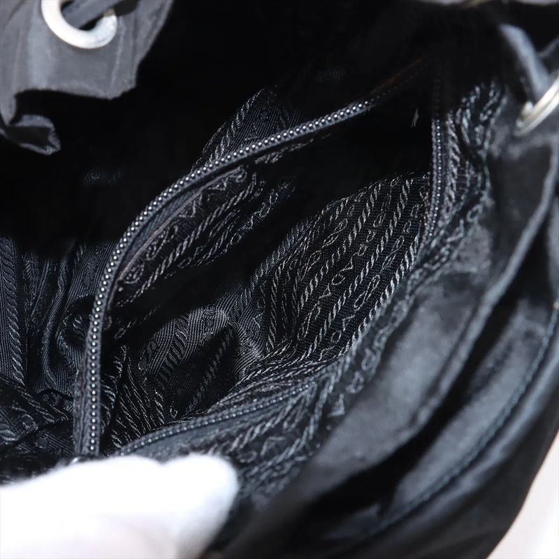 Prada Tessuto Nylon Triangle Logo Leather Backpack Sac Backpack Women EEE Db54-9