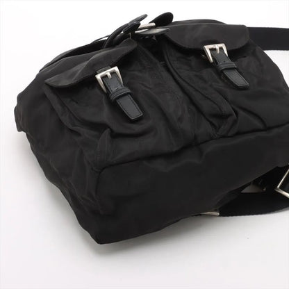 Prada Tessuto Nylon Triangle Logo Leather Backpack Sac Backpack Women EEE Db54-9
