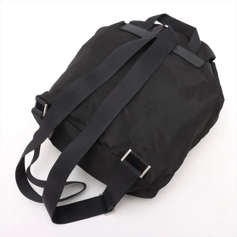 Prada Tessuto Nylon Triangle Logo Leather Backpack Sac Backpack Women EEE Db54-9