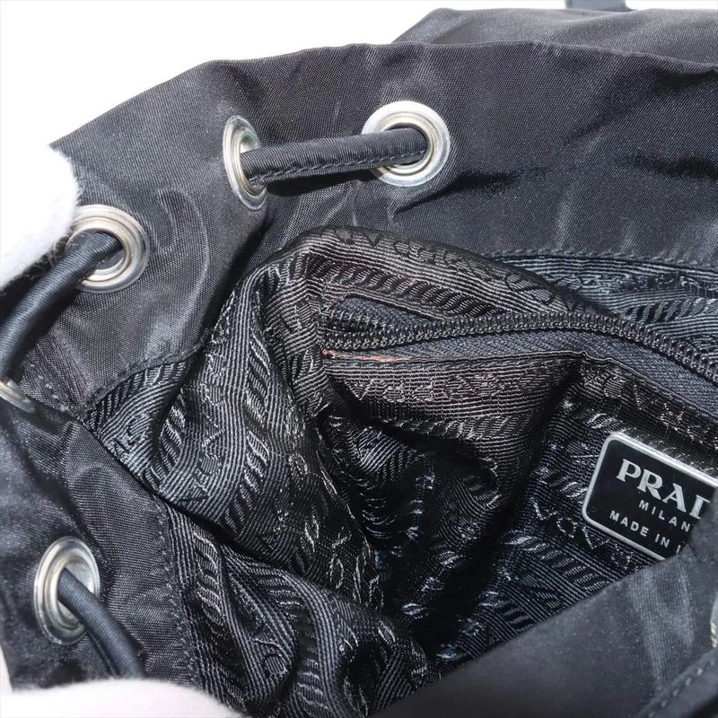 Prada Tessuto Nylon Triangle Logo Leather Backpack Sac Backpack Women EEE Db54-9