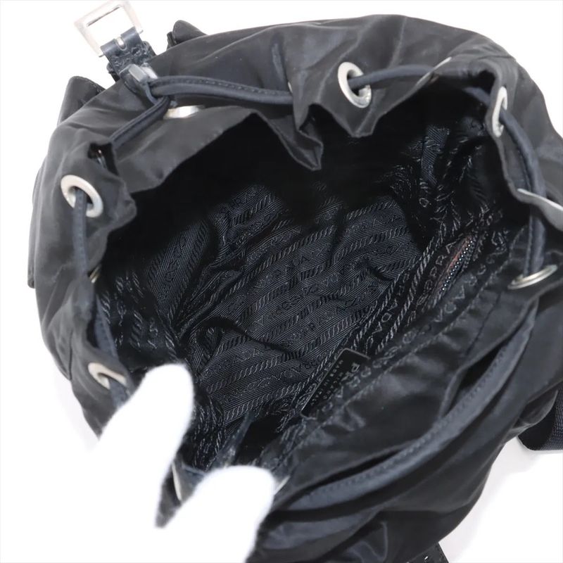 Prada Tessuto Nylon Triangle Logo Leather Backpack Sac Backpack Women EEE Db54-9