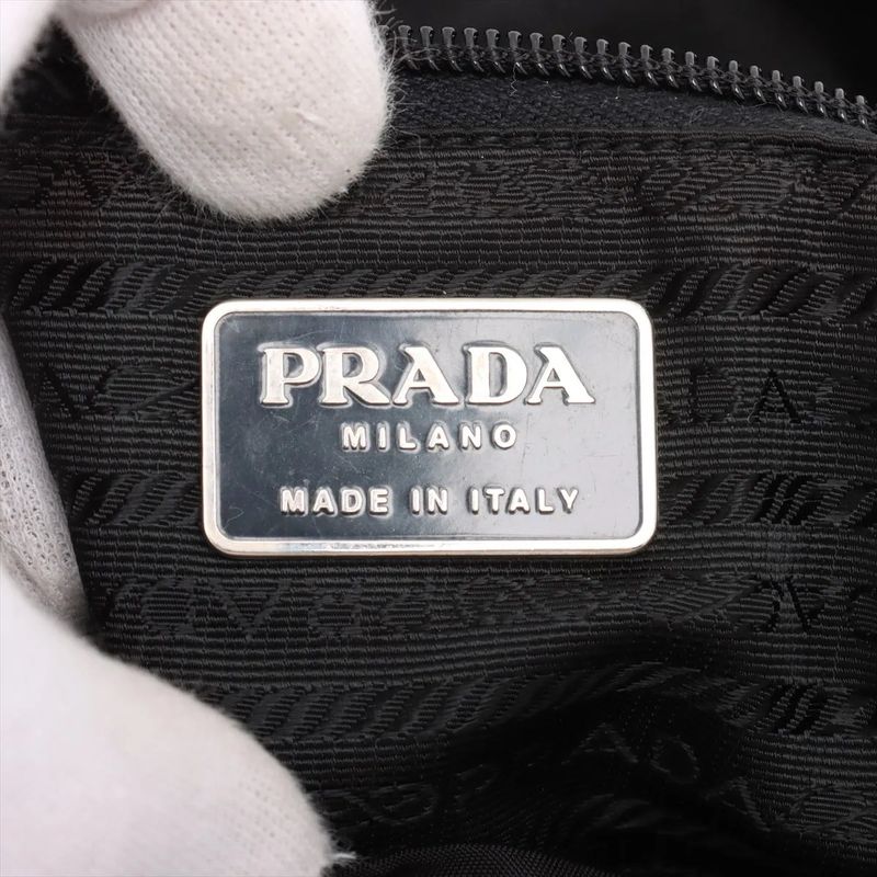 Prada Tessuto Nylon Triangle Logo Leather Backpack Sac Backpack Women EEE Db54-9