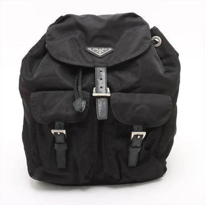 Prada Tessuto Nylon Triangle Logo Leather Backpack Sac Backpack Women EEE Db54-9