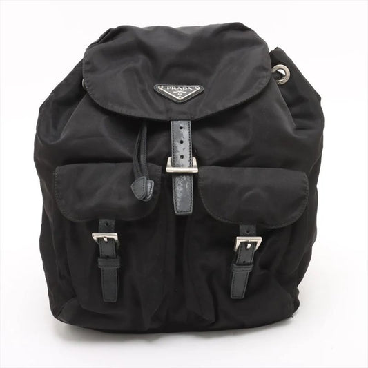 Prada Tessuto Nylon Triangle Logo Leather Backpack Sac Backpack Women EEE Db54-9