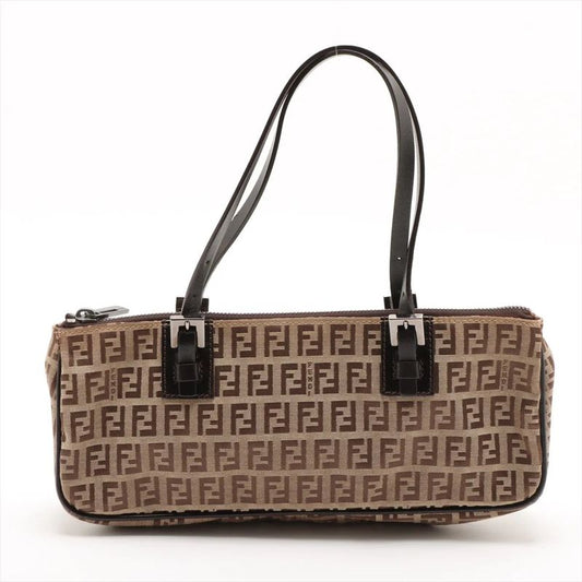 Fendi Zucchino Leather Handbag Mini Boston 8bl015 Tote Brown Women EEE Db54-10