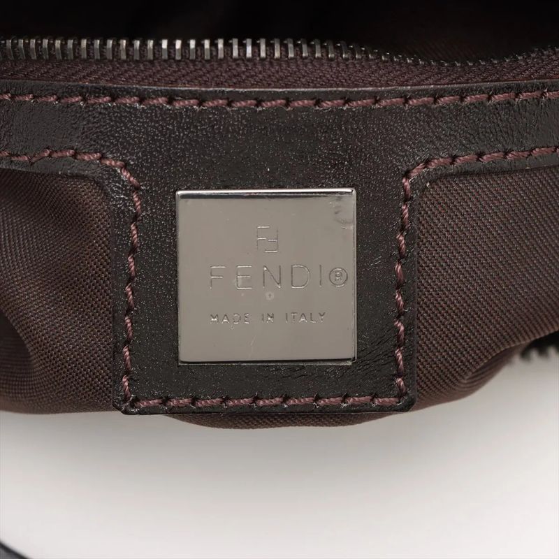 Fendi Zucchino Leather Handbag Mini Boston 8bl015 Tote Brown Women EEE Db54-10