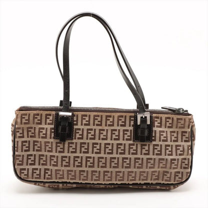 Fendi Zucchino Leather Handbag Mini Boston 8bl015 Tote Brown Women EEE Db54-10
